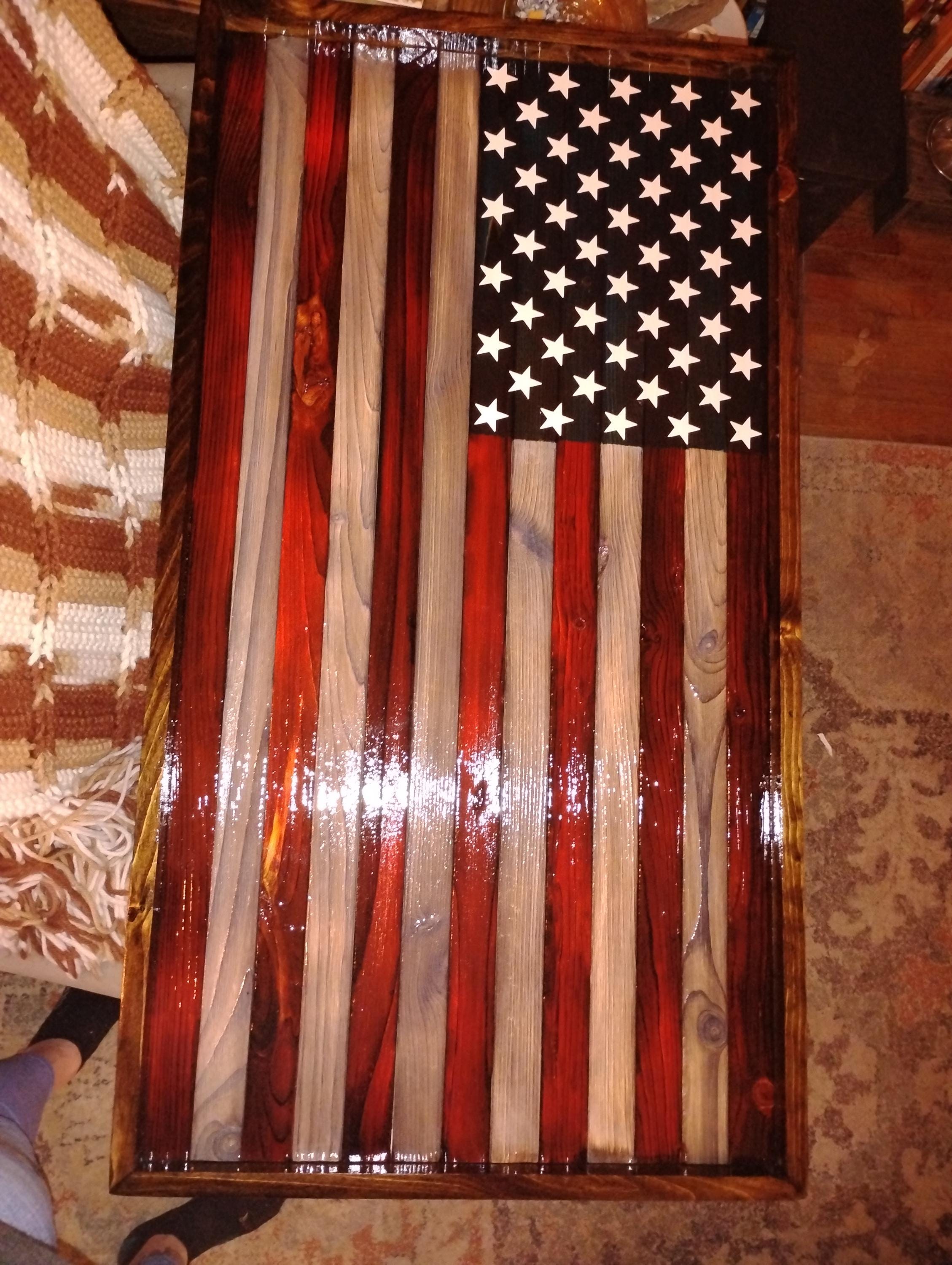 Rustic Wood American Flag  38x20
