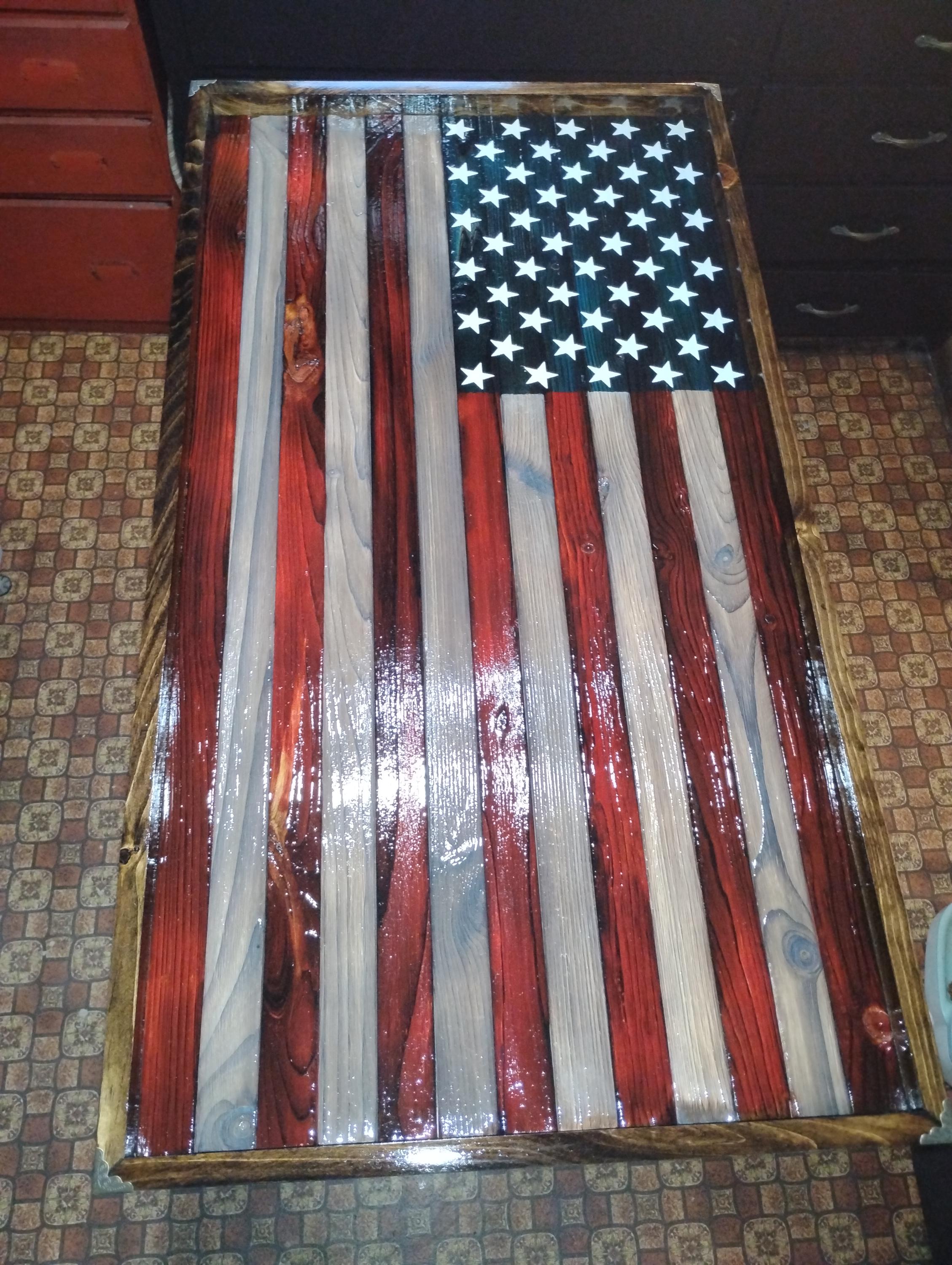 Rustic Wood American Flag  38x20