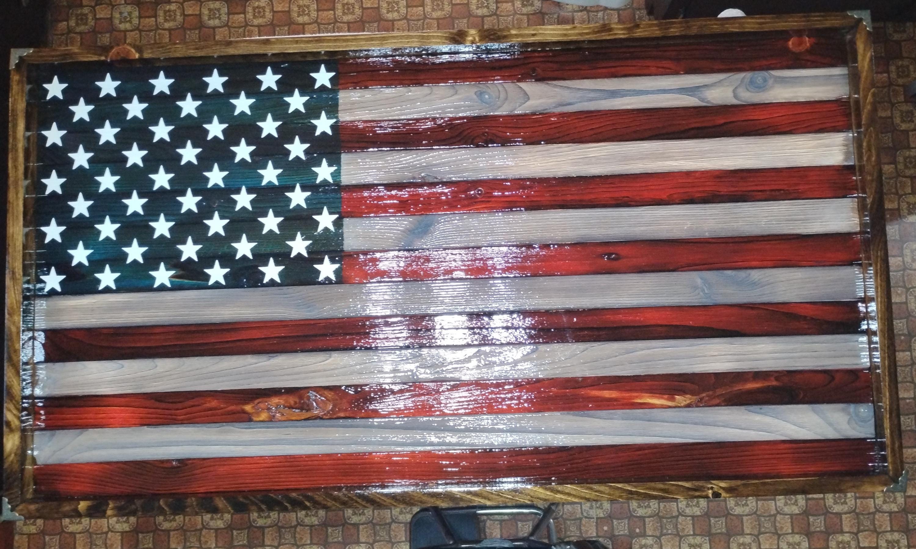 Rustic Wood American Flag  38x20