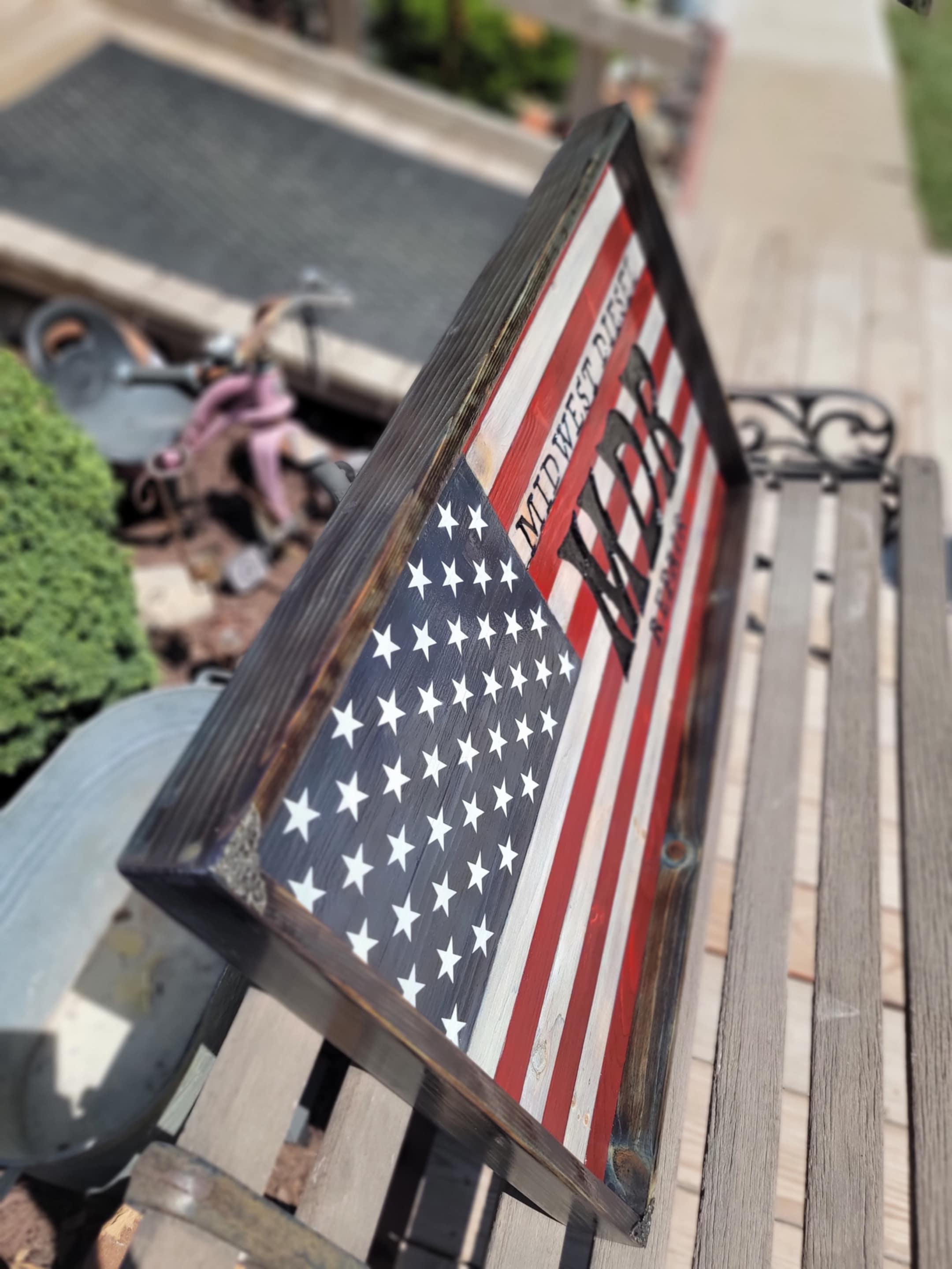 Rustic Wood American Flag  38x20