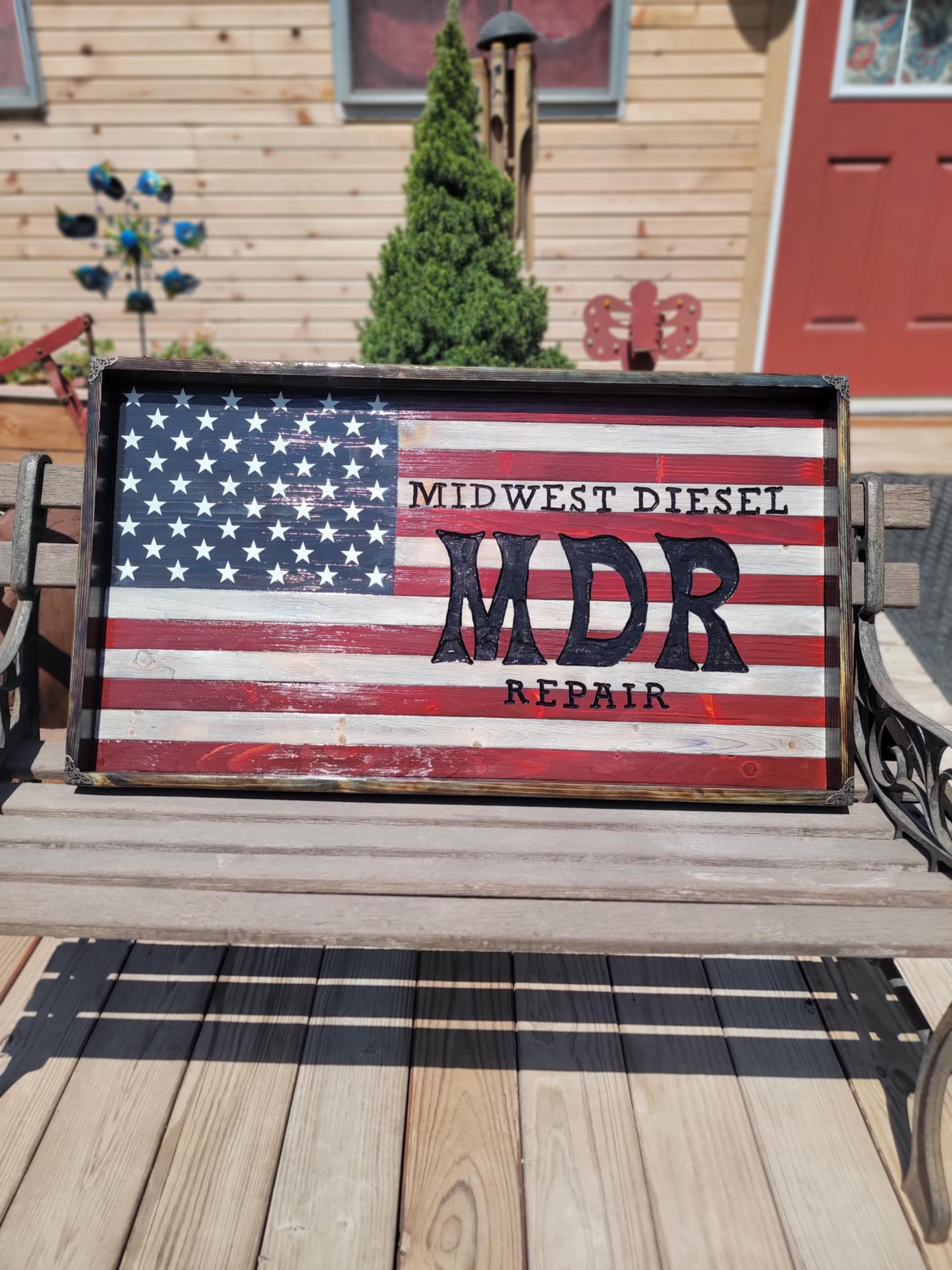 Rustic Wood American Flag  38x20