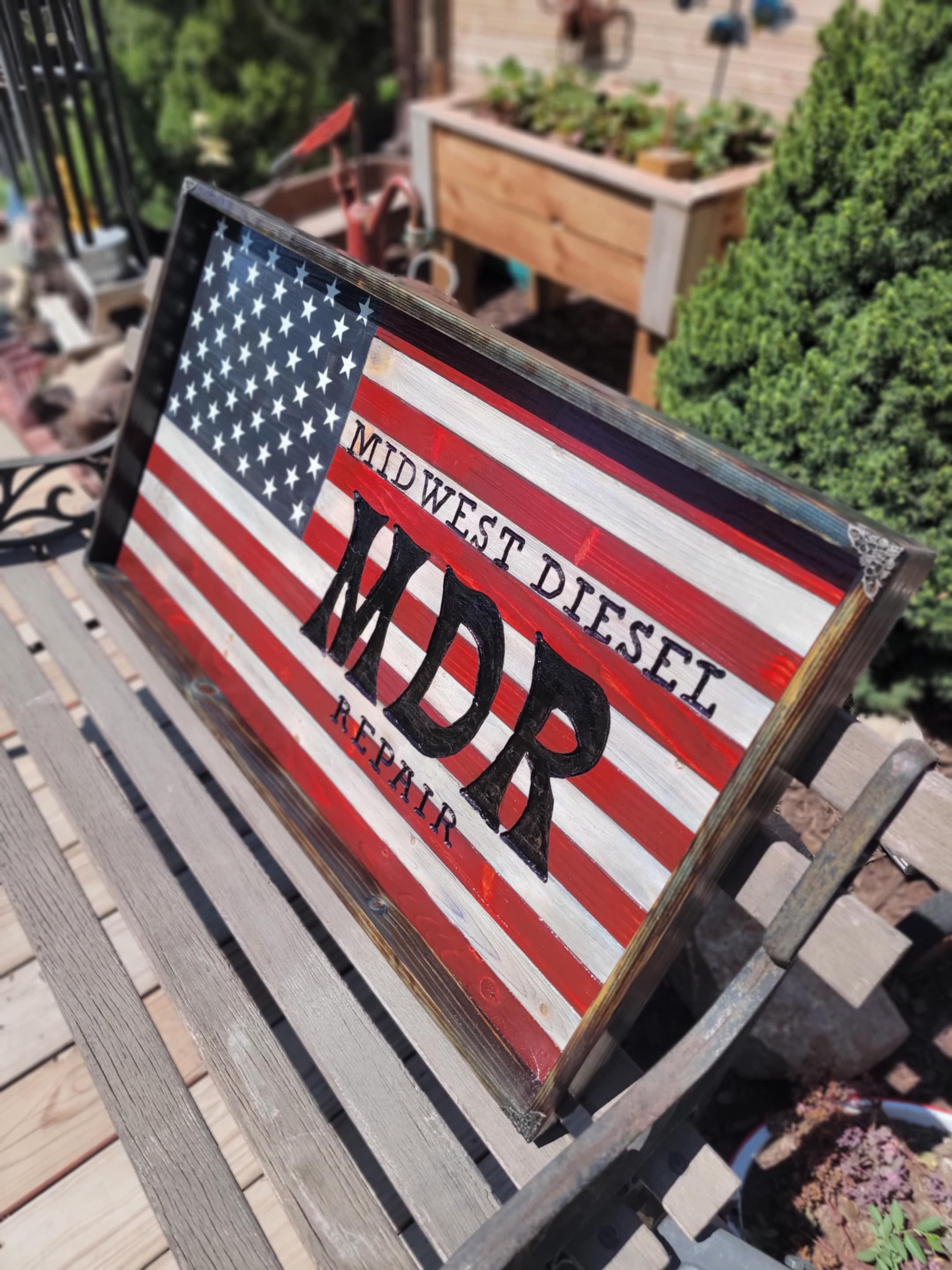 Rustic Wood American Flag  38x20