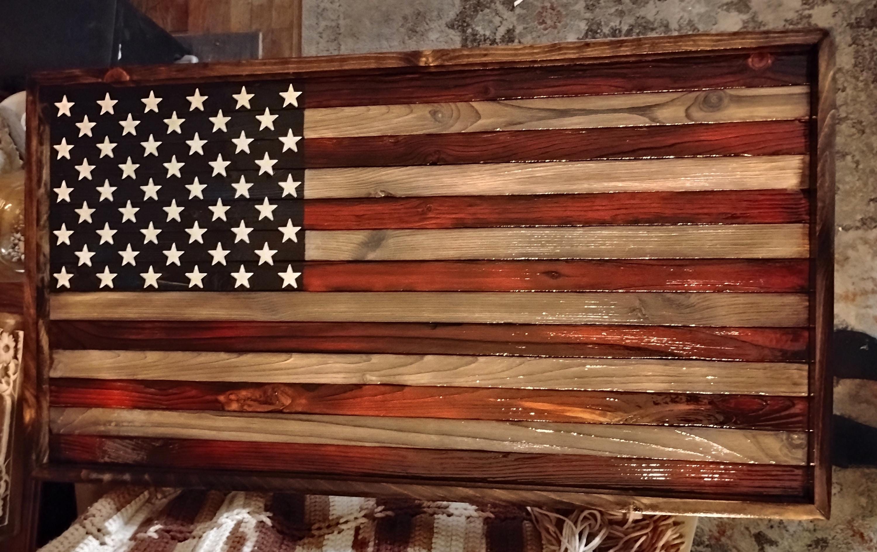 Rustic Wood American Flag  38x20